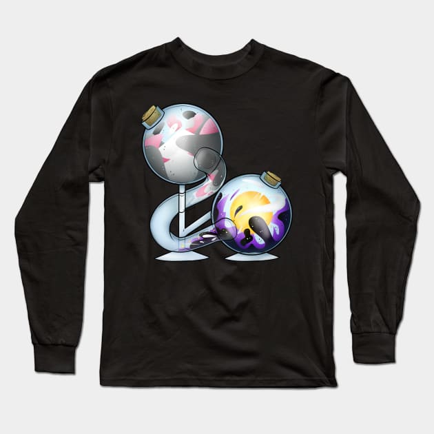 Demigirl And Non-Binary Pride Potion Long Sleeve T-Shirt by Qur0w